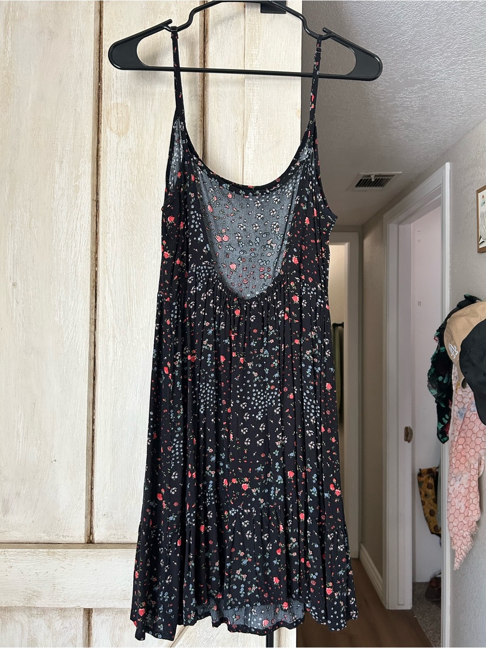 Aeropostale Black Mini Slip Dress with Red & White Floral Print - Picture 4 of 7